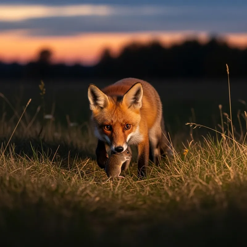 Red Fox Hunting a Mouse - Nature's Predatory Dance