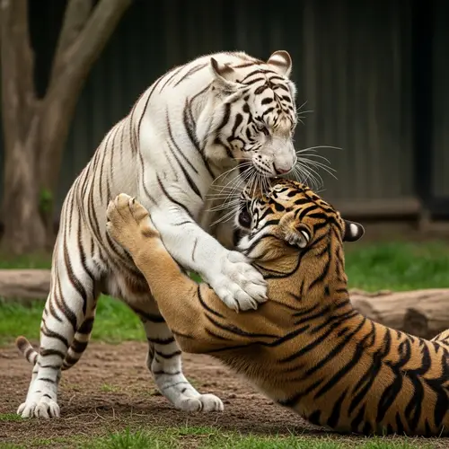Majestic White Tiger vs Black Tiger Battle