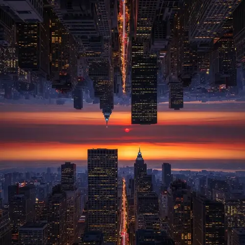 Twilight Cityscape Digital Artwork | Financial District Grandeur