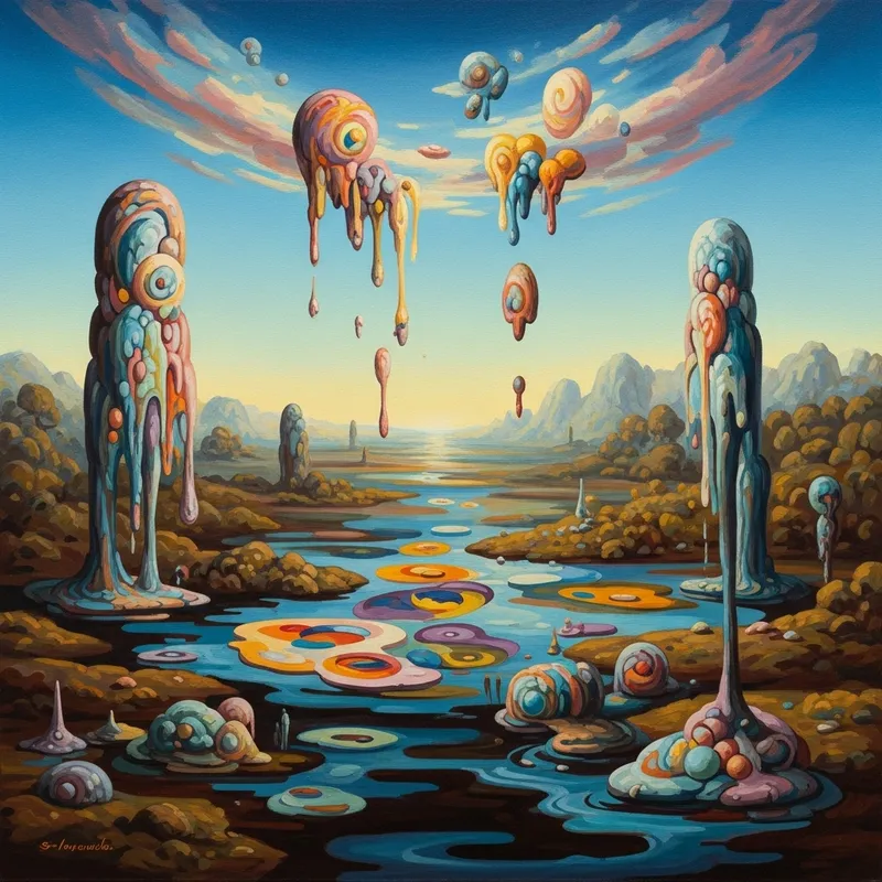 Interconnected Mosaics: Dreamlike Surreal Composition