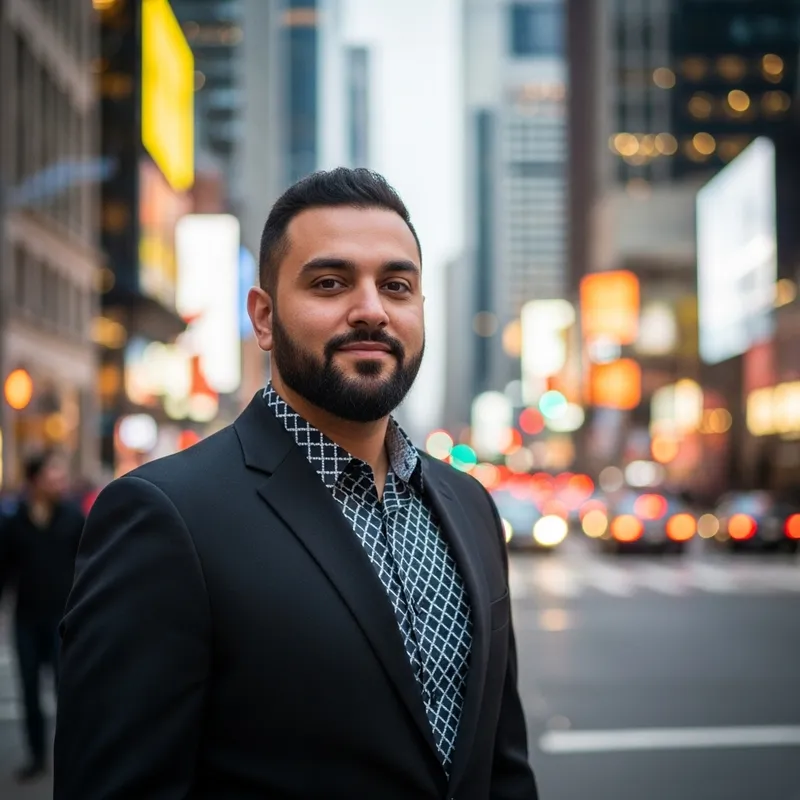 Handsome Man in Stylish Black Suit | Urban Evening Scene
