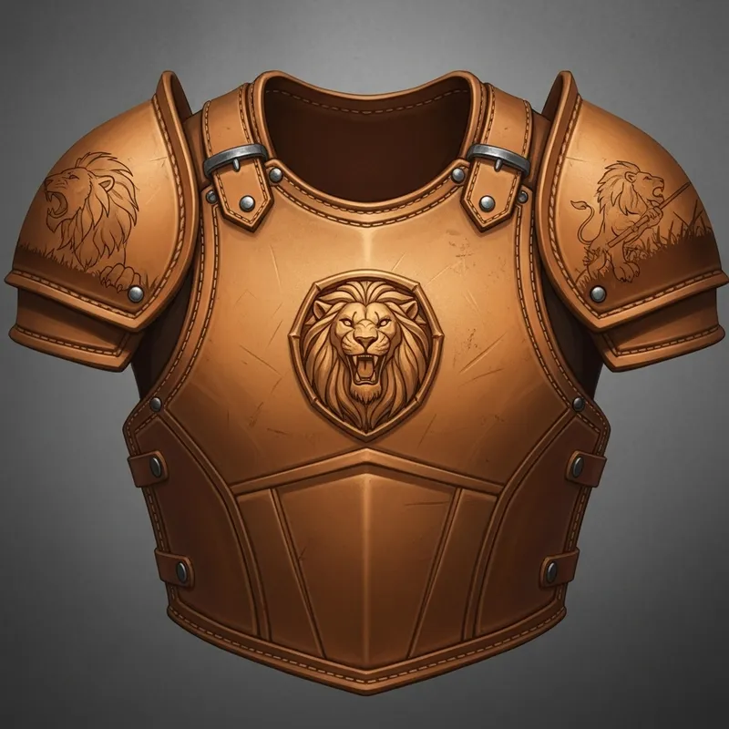 Tan Leather Breastplate & Pauldrons with Lion Emblem