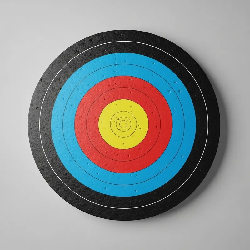 Archery Target on White Background with Colorful Rings