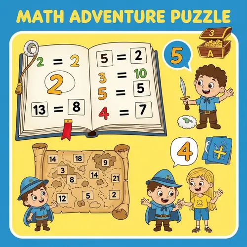 Colorful Math Adventure Puzzles for Preschool Kids