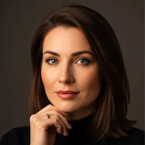 Studio Portrait of 38-Year-Old Brunette Caucasian Woman