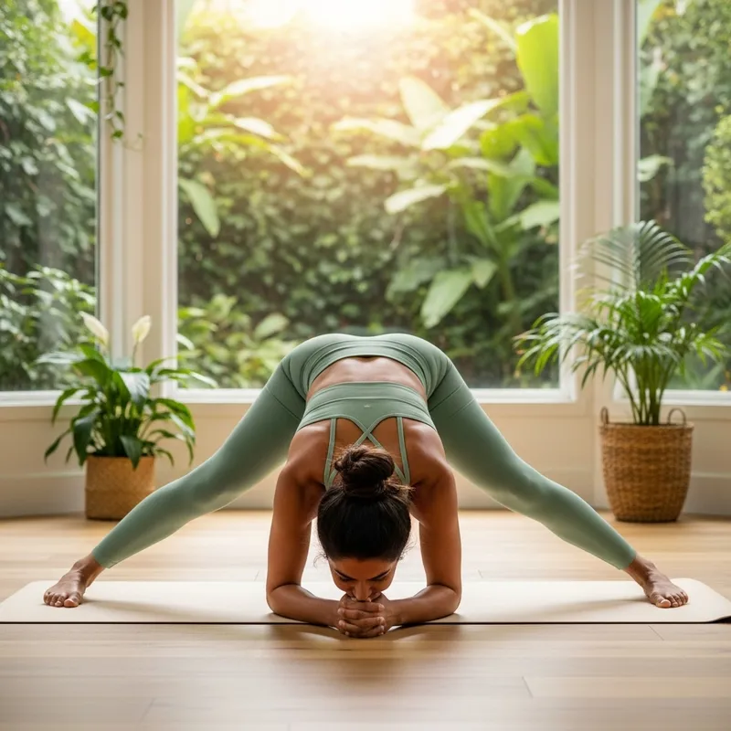 Woman in Yoga Attire Perfecting the Frog Pose