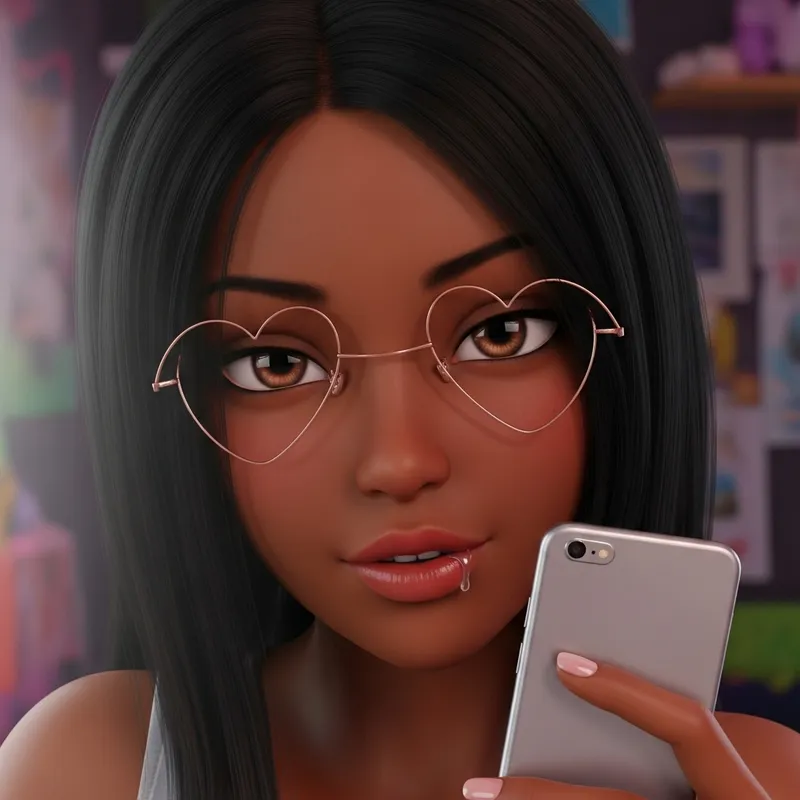 Vibrant 3D Anime Art of a Mischievous Woman