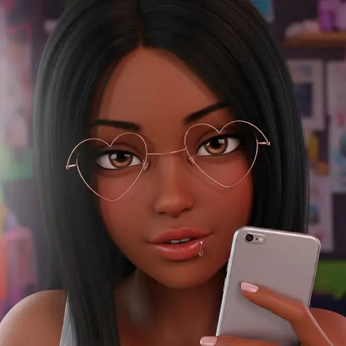 Vibrant 3D Anime Art of a Mischievous Woman