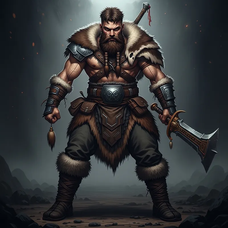 Burly Bearded Barbarian in Grimdark Style