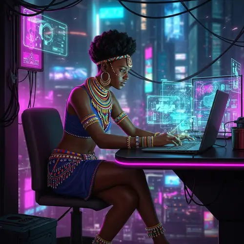 African Princess: Afrofuturism & Cyberpunk Fusion