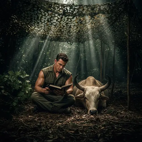 Mid-20th Century Military Figure in Cambodian Jungle | Dramatic Scene