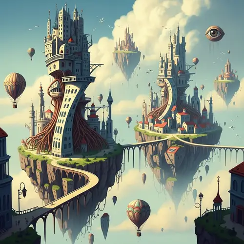 Floating City Surrealism: Dreamlike Landscapes & Unconventional Architecture