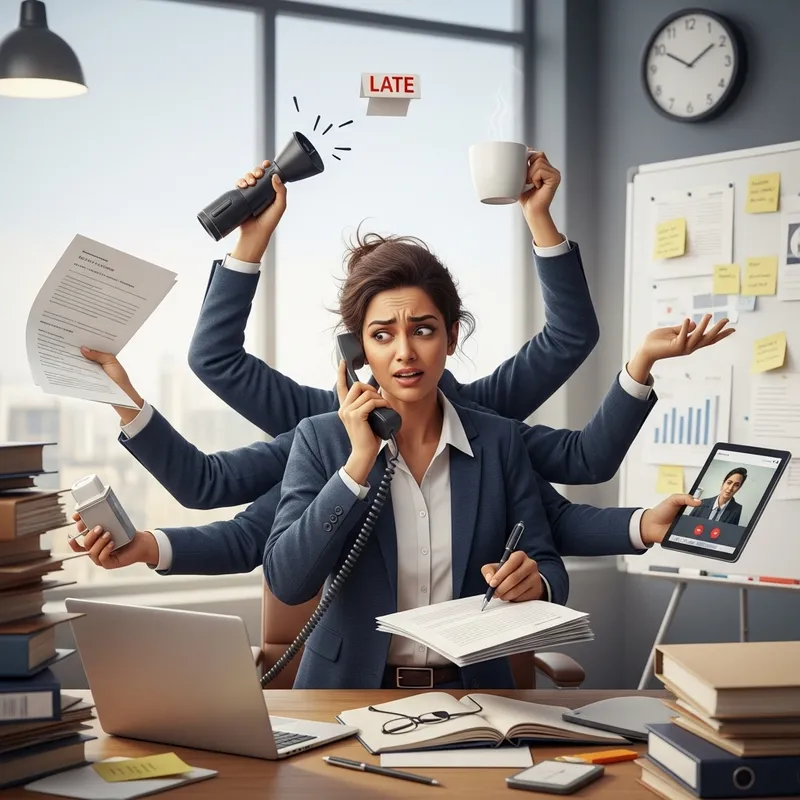 South Asian Businesswoman Multitasking at Work South Asian Businesswoman Multitasking at Work