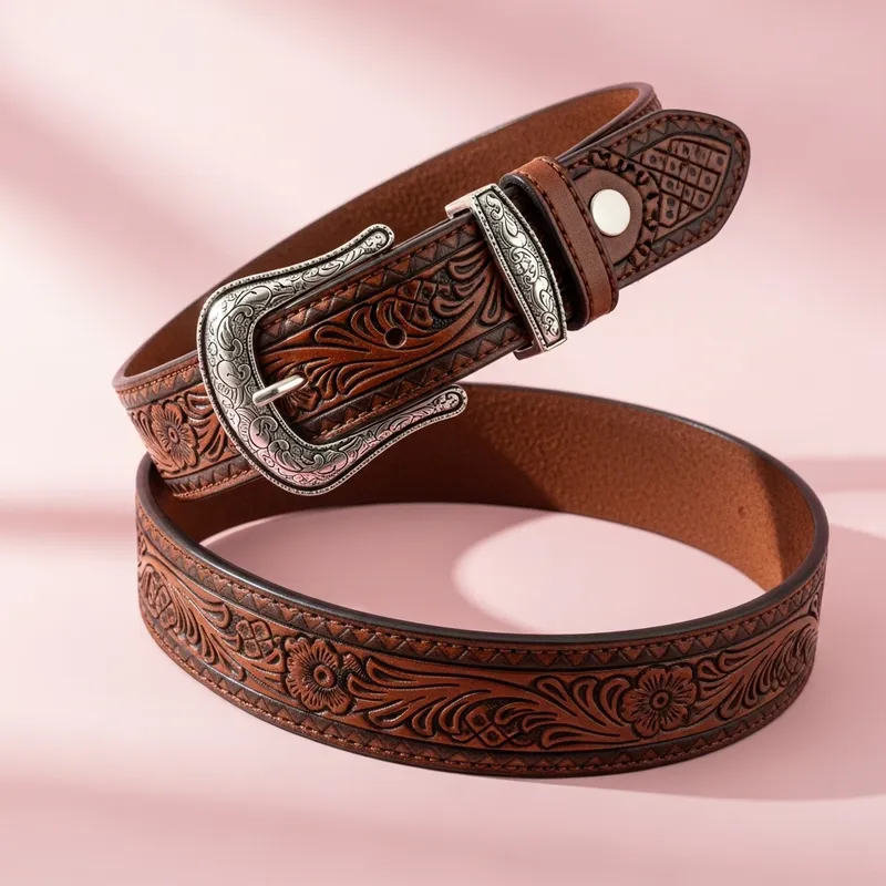 Intricately Designed Belt on Pink Airy Aesthetic Background