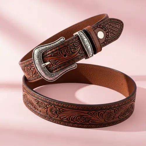 Intricate Belt Product on Pink Aesthetic Background