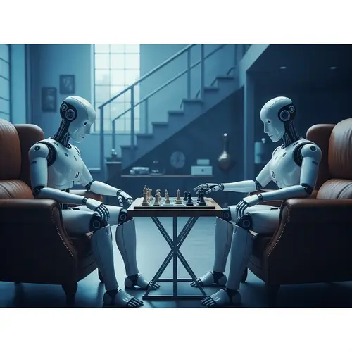 Futuristic AI Robots Chess Game in Luxurious Loft | Science Fiction