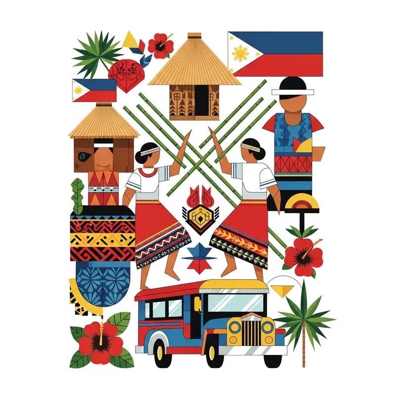 Filipino Geometric Art Poster - Creative Cultural Design