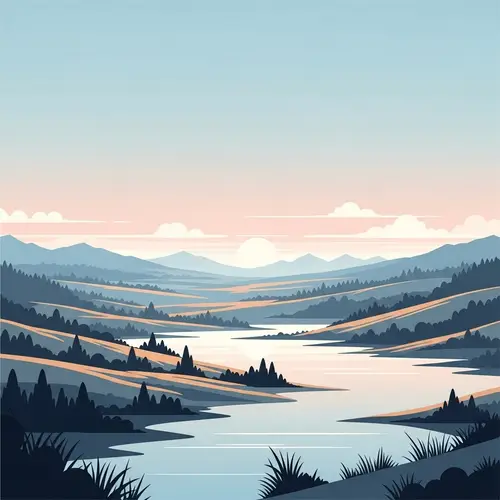 Serene & Naturally Beautiful Landscape Illustration