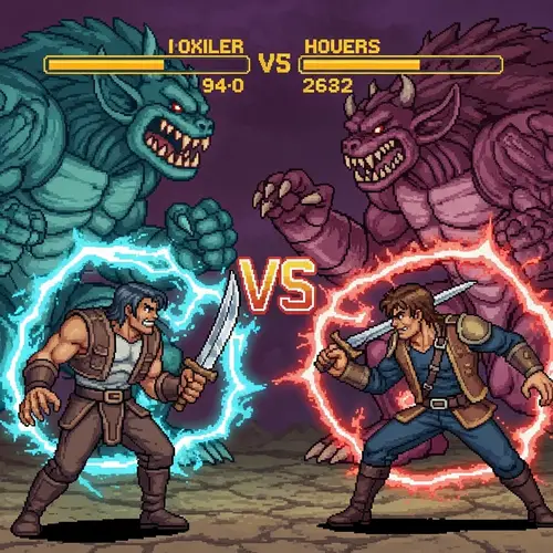 Epic Retro Video Game Battle - Monsters vs Humans