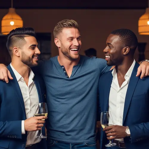 Festive Gathering of Diverse Men in Stylish Attire