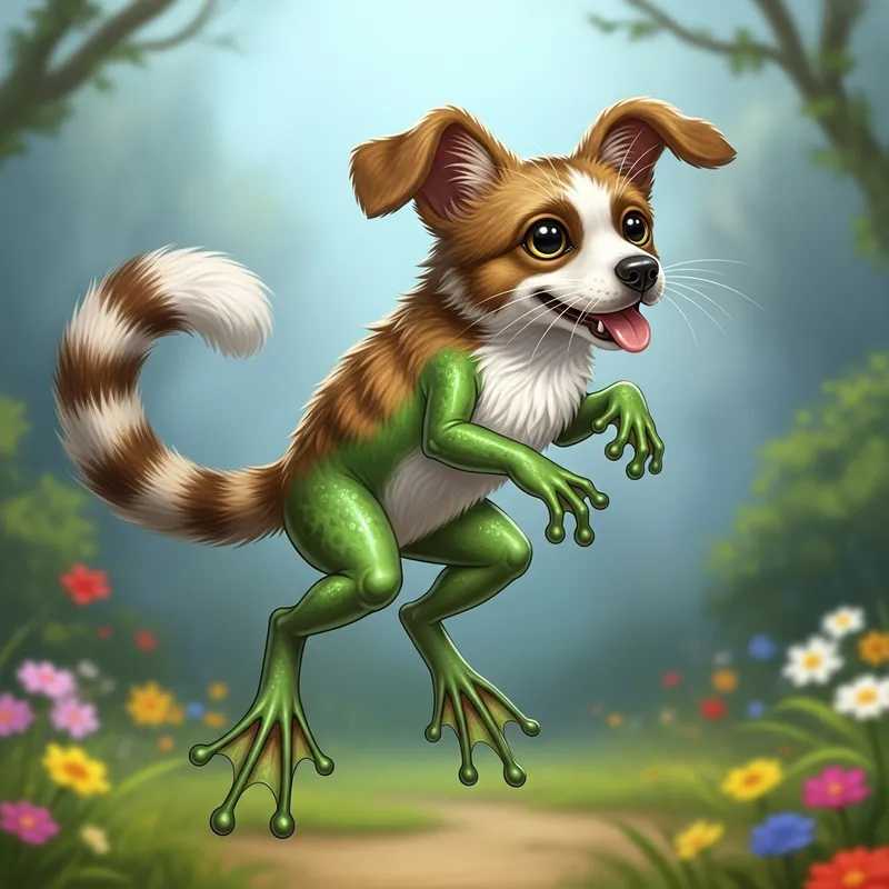 Cat-Dog-Frog Hybrid Creature | Unique Imaginative Mix Cat-Dog-Frog Hybrid Creature | Unique Imaginative Mix