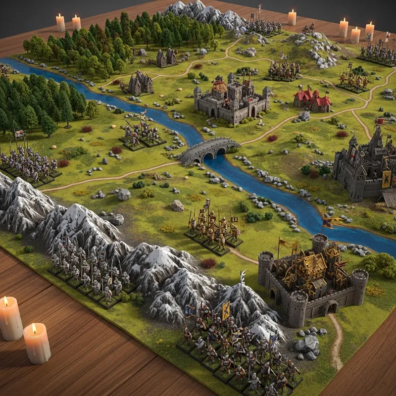 Medieval Battle Map: Golden vs. Silver Armies Tactics