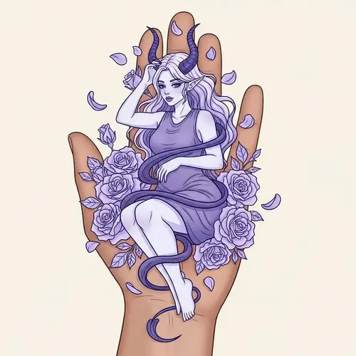 Elegant Female Demon Tattoo: Rebirth & Roses