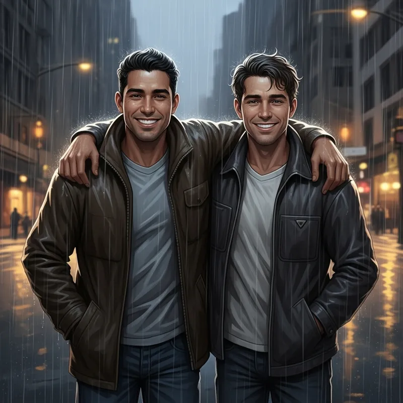 Boys Sharing Umbrella in Rain: Friendship Bond