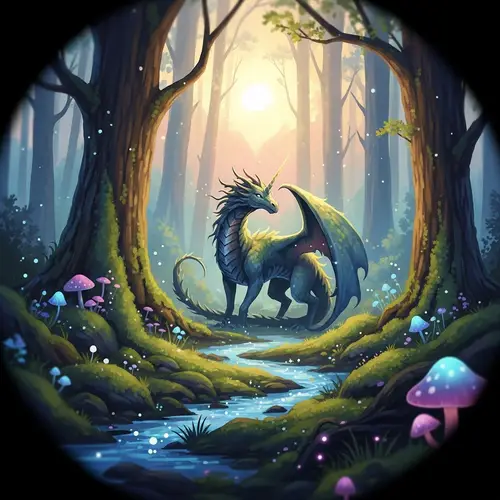 Mythical Creature in Dreamlike Forest | Fantasy Inspired Artwork