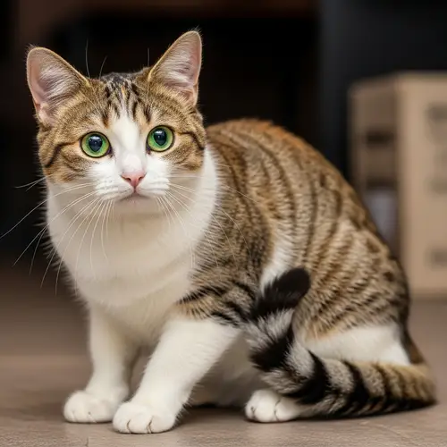 Playful Domestic Shorthair Cat with Calico Marking
