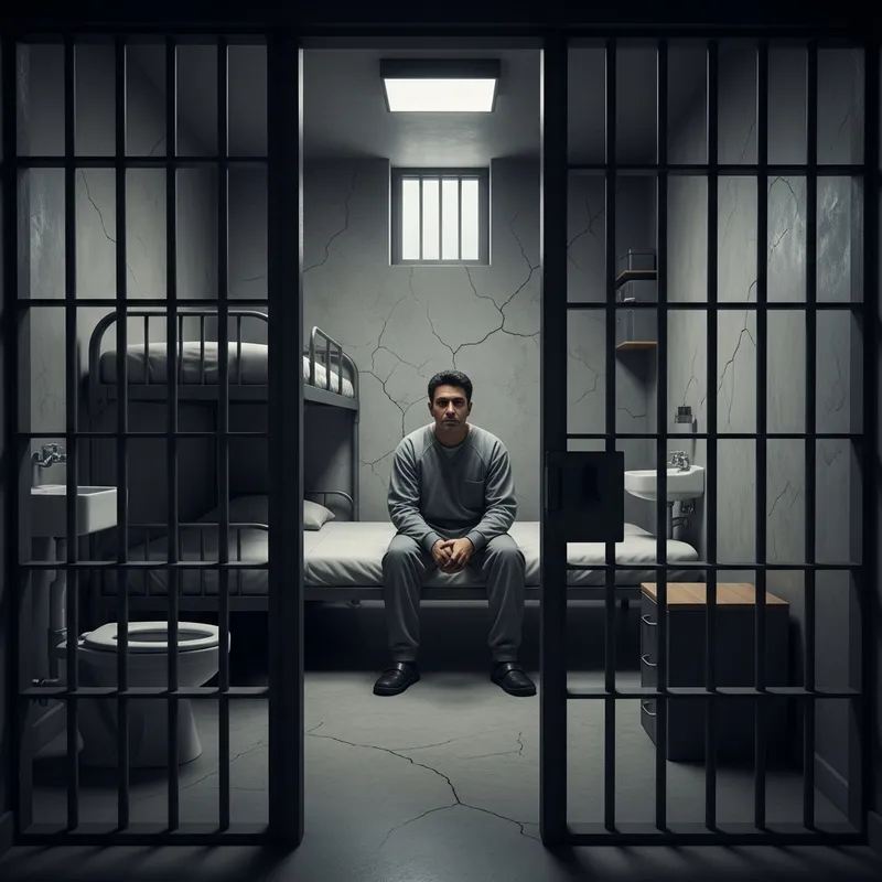 Solitary Confinement Image: Man Behind Bars in Prison