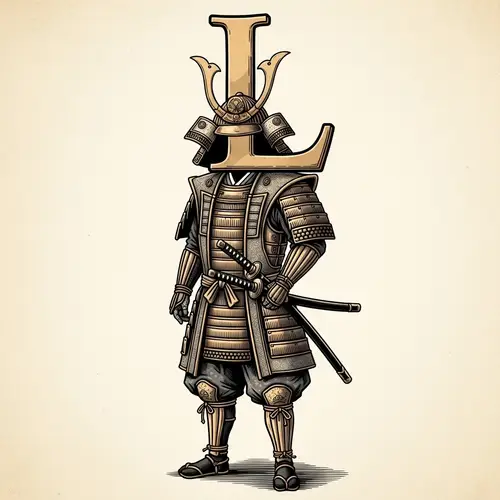 Anime Samurai Art with Letter L Head | Unique Illustration