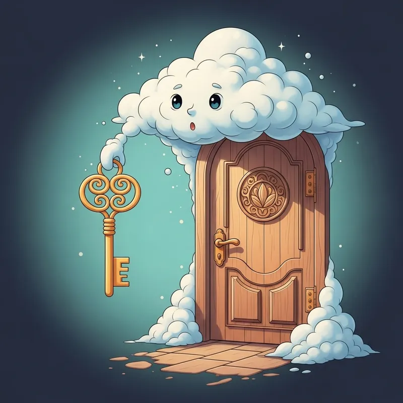 Enchanting Cloud Opening Door Coloring Page for Kids