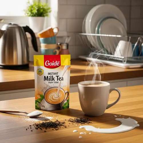 Instant Milk Tea Sachet | Creamy Tea Beverage | Kitchen Setup