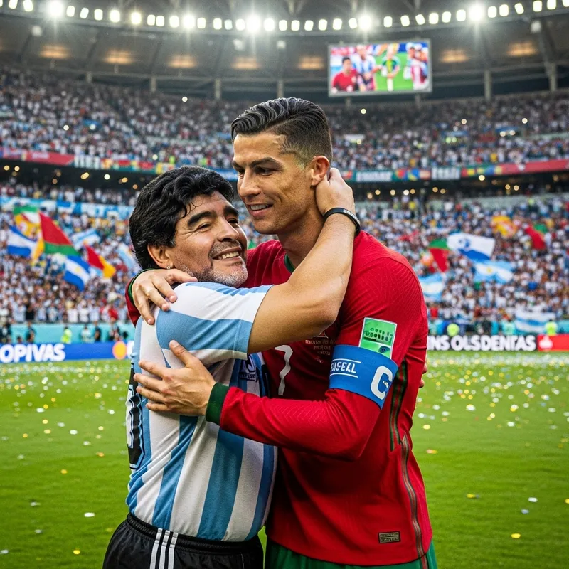 Diego Maradona and Cristiano Ronaldo Heartwarming Embrace