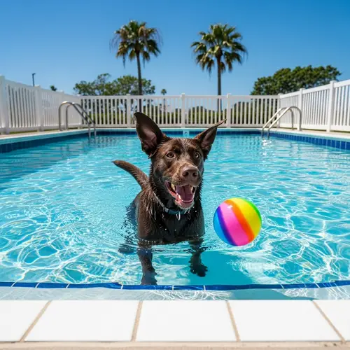 Playful Dog Splashing in Pool - Fun Moments