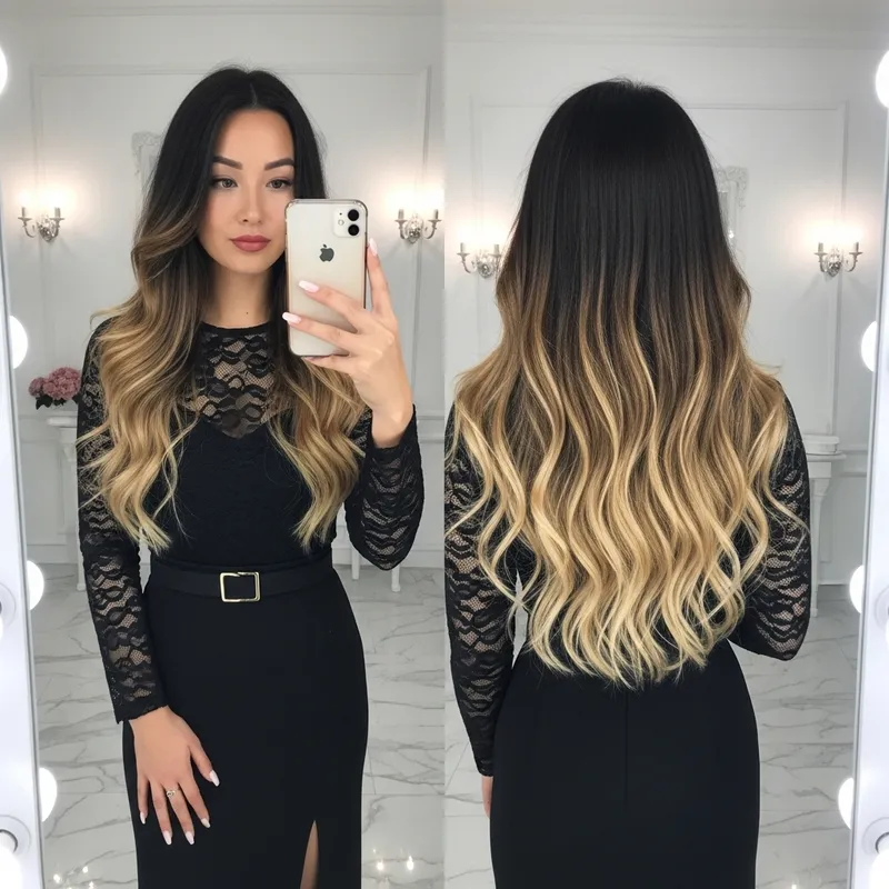 Stunning Ombre Hair: Half Caucasian Half Asian Woman Stunning Ombre Hair: Half Caucasian Half Asian Woman