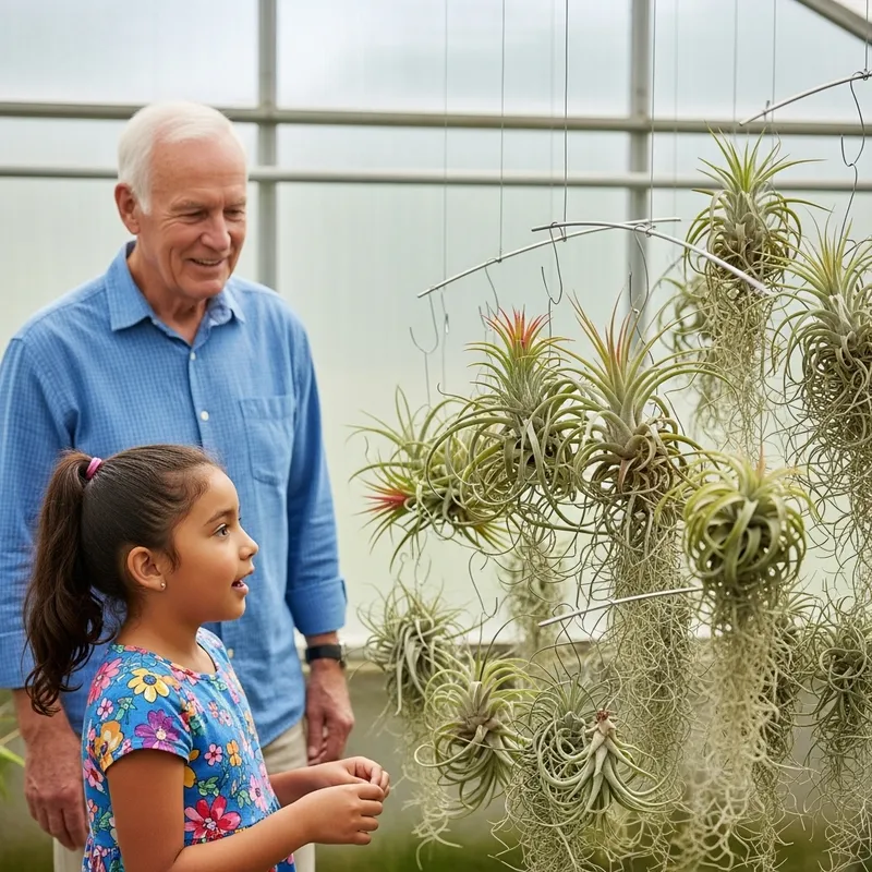 Greenhouse Exploration: Air Plants & Girl in Colorful Dress