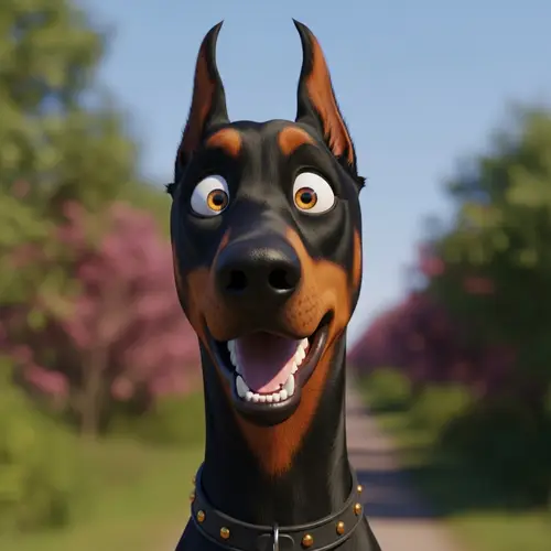 Adorable Doberman with Eccentric Face and Lively 3D Appearance