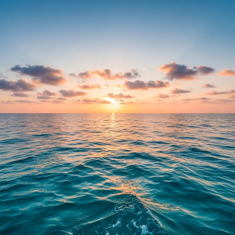 Tranquil Sea at Sunset: Mar Shades of Blue & Whitecaps Tranquil Sea at Sunset: Mar Shades of Blue & Whitecaps