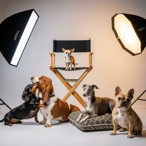 Professional Photo Studio: 5 Dog Breeds in Detailed Setting