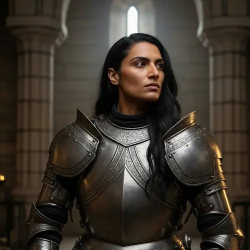 Photo Realistic Androgynous Female Black Hair Knight