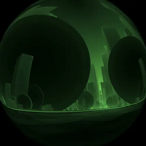 Mesmerizing Dark Green Abstract Digital Painting with Circular Textures