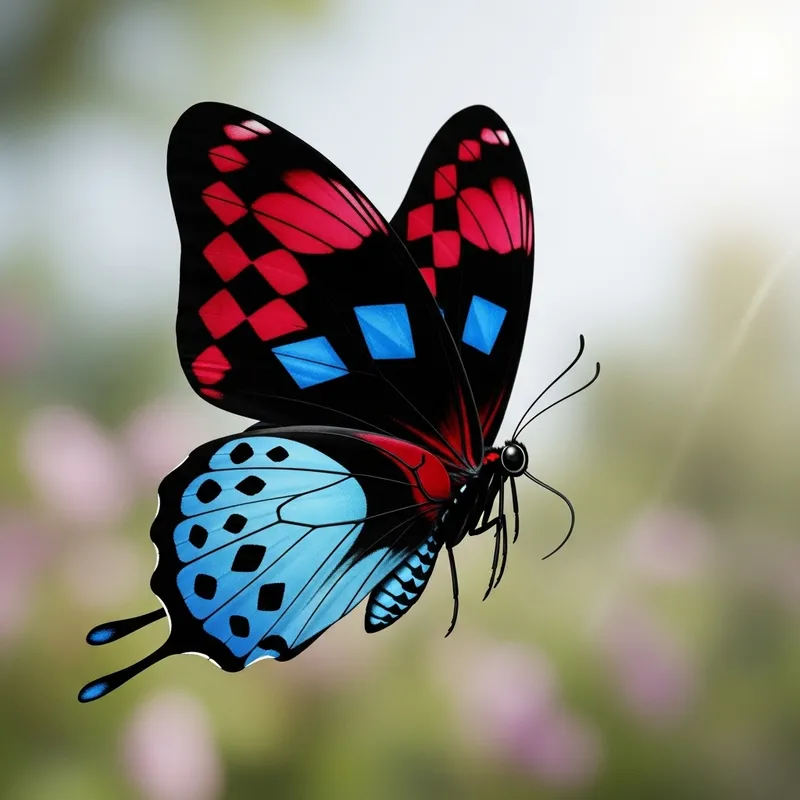 Harley Quinn Inspired Red and Black Butterfly