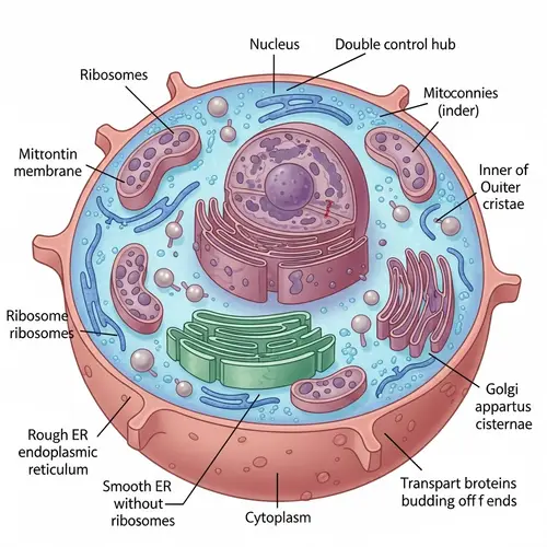 Detailed Overview of Cell Parts: Nucleus, Mitochondria, Ribosomes, ER, Golgi & Cytoplasm