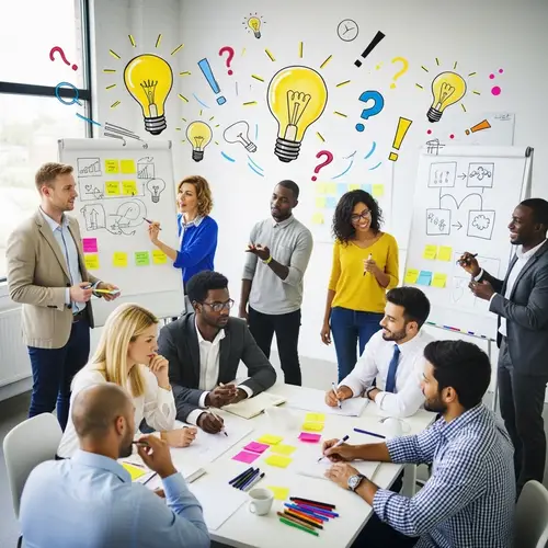 Dynamic Brainstorming Session in Modern Office