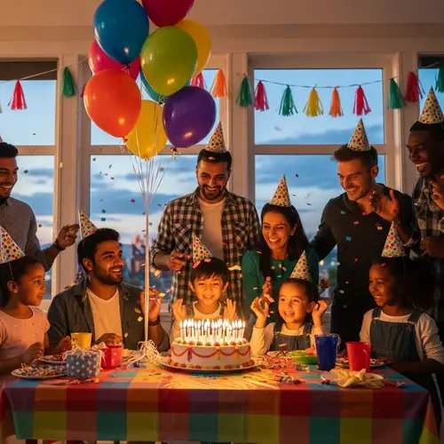 Colorful Birthday Celebration with Diverse Group of People