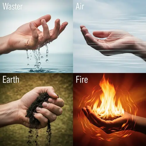 Visions of Nature: Water, Air, Earth, and Fire Hands