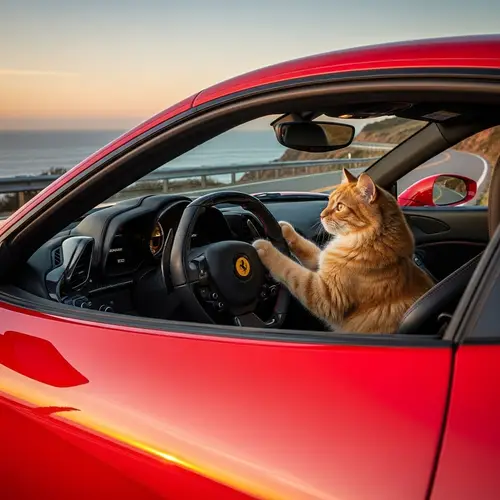 Cat in Ferrari | Luxury Ride for a Feline