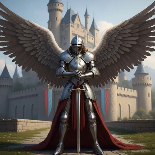 Armored Knight with Wings - Castle Guardian
